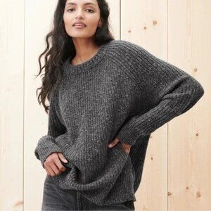 Jenni Kayne Cashmere Oversized Fisherman Sweater  Size Medium  Charcoal Womens